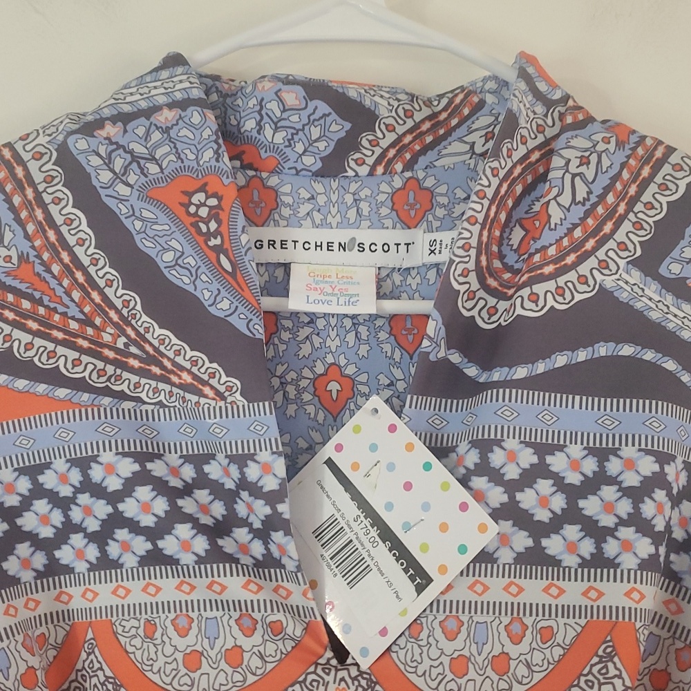 NWT Gretchen Scott So Sexy Paisley Park Dress Size XS V-Neck Mini Elastic Waist - Picture 2 of 10